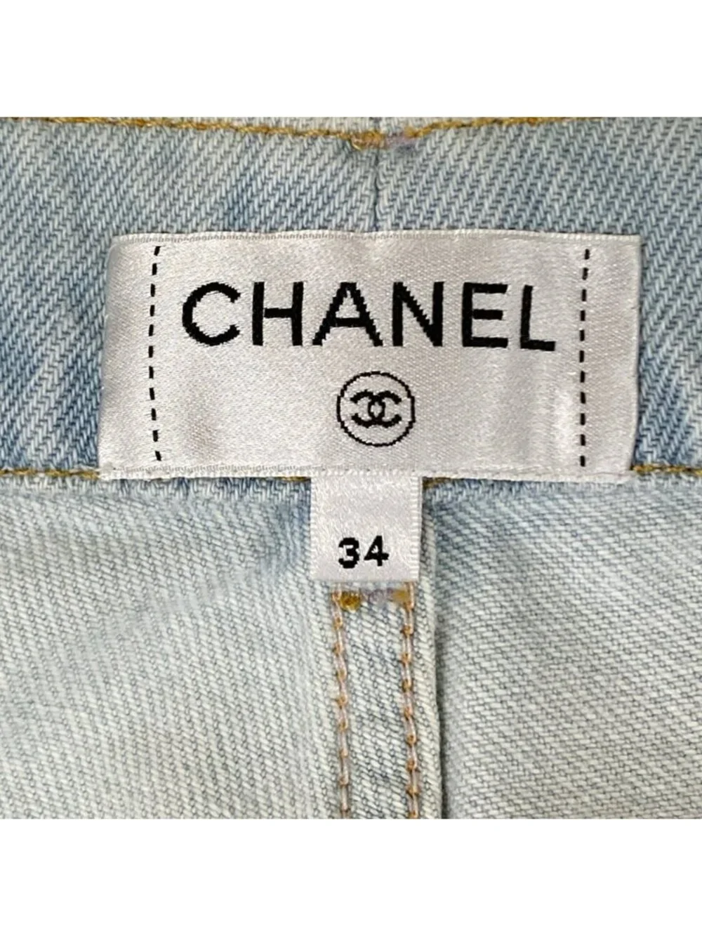 Chanel Jeans 34 S Light Blue Light Pink Wide Pants Gradient Cotton
